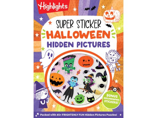 Super Sticker Halloween Hidden Pictures: Halloween Sticker Activity Book with Holographic Foil Stickers and Puzzles, Halloween Kids Gift for Ages 6 an
