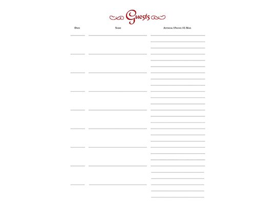 Guests of Our Church Register Refill Pages: Pack of 25 for Multi-Ring Binder