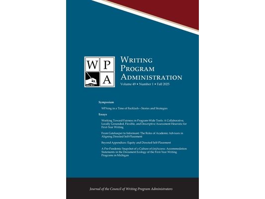 Wpa: Writing Program Administration 49.1 (Fall 2025)