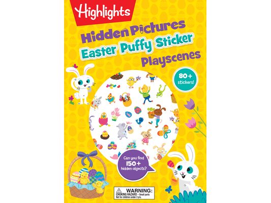 Easter Hidden Pictures Puffy Sticker Playscenes: Easter-Themed Puzzles and Puffy Stickers, Kids Easter Activity Book with Egg Hunt Games, Flower Stick