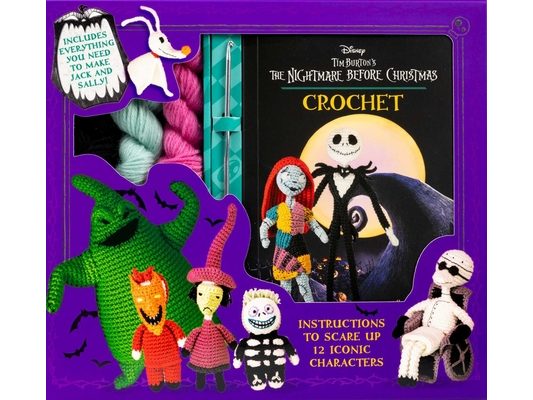 Disney Tim Burton's the Nightmare Before Christmas Crochet - Jack Skellington Amigurumi - Yarn, Safety Eyes, Crochet Hook and Instructional Booklet -