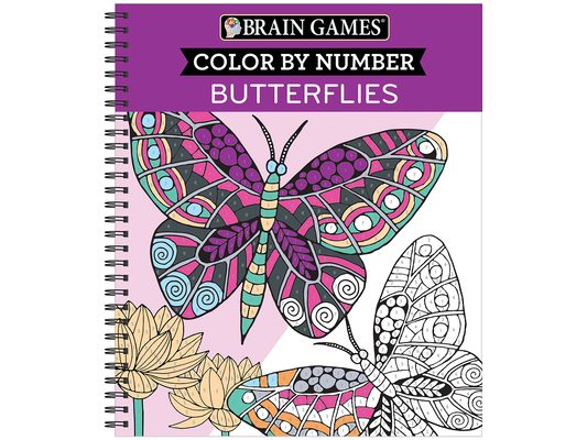 Brain Games - Color by Number: Butterflies - Stress-Free Adult Coloring Book with Tear-Out Pages Relaxing Activity for Paint by Number Lovers Gift for