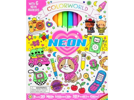 Colorworld: Neon: With 6 Neon Markers, Plus 35 Neon Stickers and 32 Pages to Color!