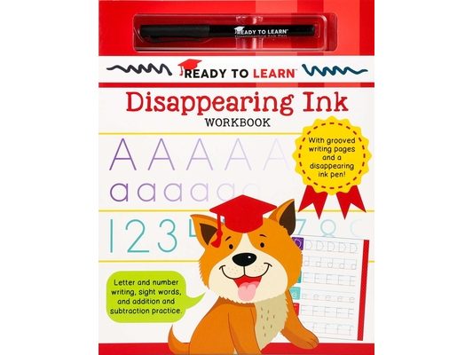 Ready to Learn Disappearing Ink Workbook: With Grooved Writing Pages and a Disappearing Ink Pen! Letter and Number Writing, Sight Words, and Addition