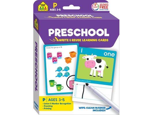 School Zone Preschool Write & Reuse Learning Cards