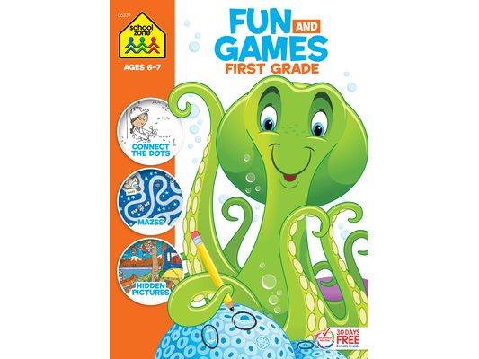 School Zone Fun and Games First Grade Activity Workbook