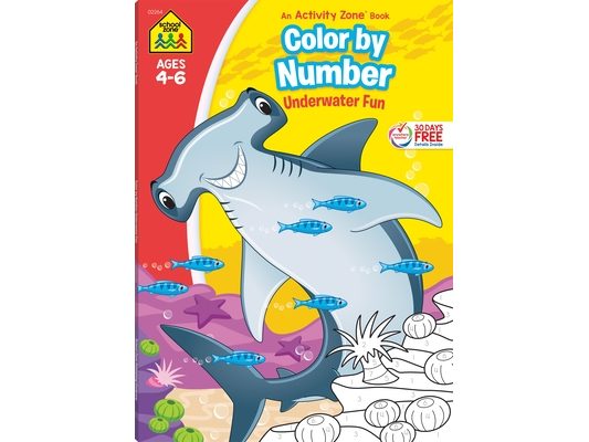 School Zone Color by Number Underwater Fun Workbook