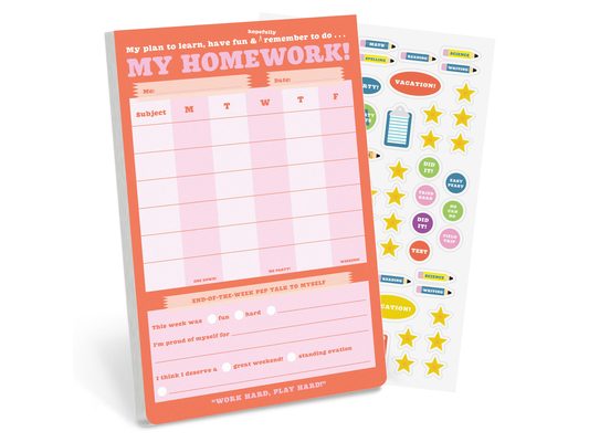 My Homework Weekly Tracker Pad Can-Do Pad with Sticker Sheet