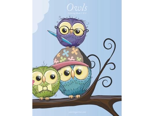 Owls Coloring Book 1 & 2