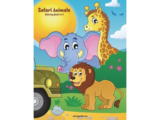 Safari Animals Coloring Book 1 & 2