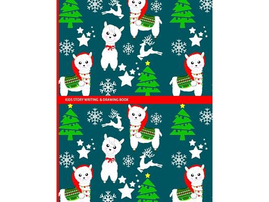 Kids Story Writing & Drawing Book: Festive Christmas Llama Pattern