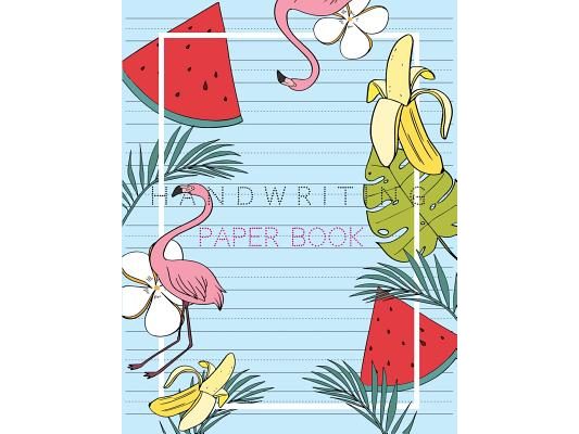 Handwriting Paper Book: Penmanship Practice Paper Notebook Writing Letters & Words with Dashed Center Line, Handwriting Hooked Learn, Handwrit