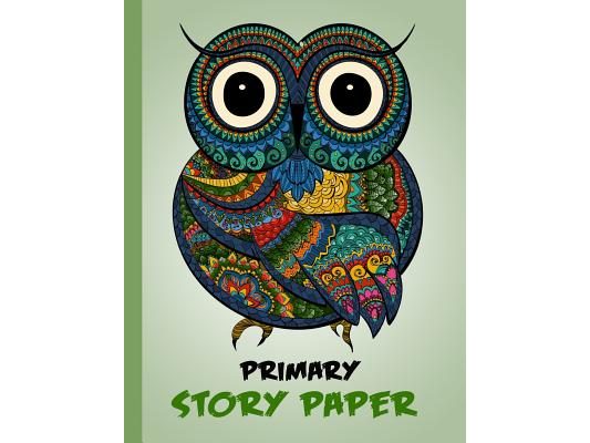 Primary Story Paper: Draw & Write Composition Book for Kids - Owl Green