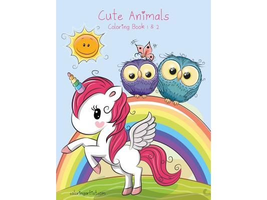 Cute Animals Coloring Book 1 & 2