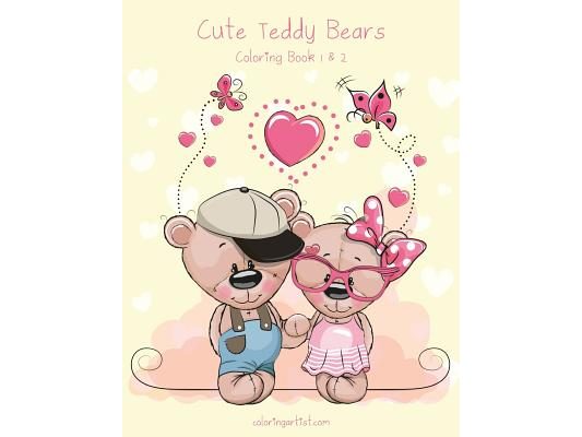 Cute Teddy Bears Coloring Book 1 & 2