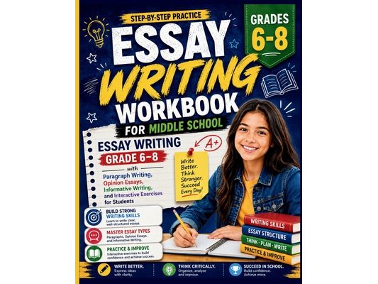 Essay Writing Workbook for Middle School: Essay Writing Grade 6-8 with Paragraph Writing, Opinion Essays, Informative Writing, and Interactive Exercis