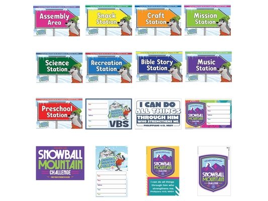 Vbs 2026 Snowball Mountain Challenge Activity Center Signs & Publicity Pack: Find Your Strength in God