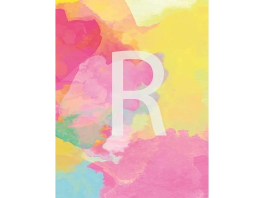 R: Monogram Initial Composition Wide Ruled Notebook