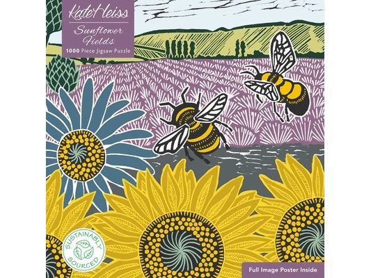 Adult Sustainable Jigsaw Puzzle Kate Heiss: Sunflower Fields: 1000-Pieces. Ethical, Sustainable, Earth-Friendly