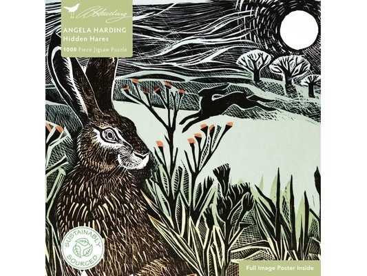 Adult Sustainable Jigsaw Puzzle Angela Harding: Hidden Hares: 1000-Pieces. Ethical, Sustainable, Earth-Friendly