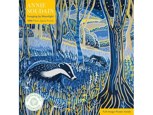 Adult Sustainable Jigsaw Puzzle Annie Soudain: Foraging by Moonlight: 1000-Pieces. Ethical, Sustainable, Earth-Friendly