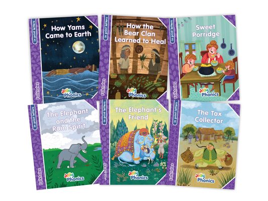 Jolly Phonics Folktales Purple Readers (Level 5) Complete Set (1-6): In Print Letters (American English Edition)