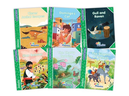 Jolly Phonics Folktales Green Readers (Level 3) Complete Set (1-6): In Print Letters (American English Edition)