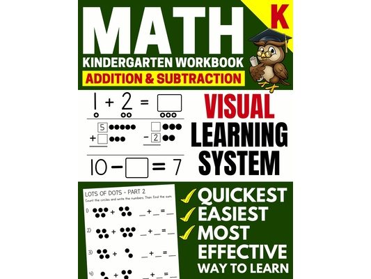 Math Kindergarten Workbook: Addition and Subtraction, Numbers 1-20, Activity Book with Questions, Puzzles, Tests with (Grade K Math Workbook)