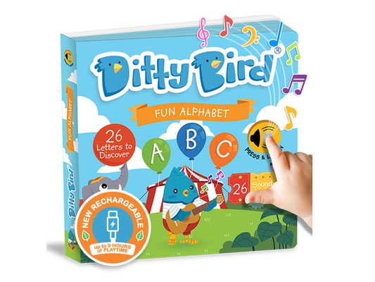 Ditty Bird ABC Fun Alphabet Interactive Sound Book for Toddlers 1- 3 Musical Books for Preschoolers Early Learning Toy