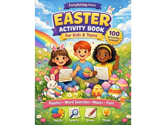 Easter Activity Book for Kids & Teens: Puzzle Book with Mazes, Word Searches & Sudoku, Spring Activity Book, Brain Games, Holiday Fun