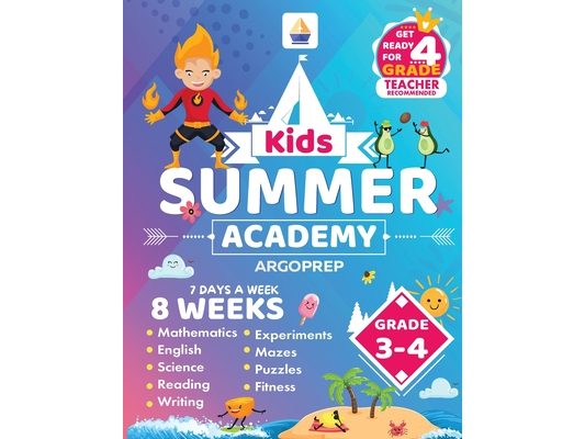 Kids Summer Academy by ArgoPrep - Grades 3-4: 8 Weeks of Math, Reading, Science, Logic, and Fitness Online Access Included Prevent Summer Learning Los