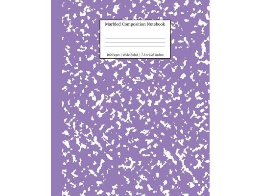 Marbled Composition Notebook: Lavender Marble Wide Ruled Paper Subject Book
