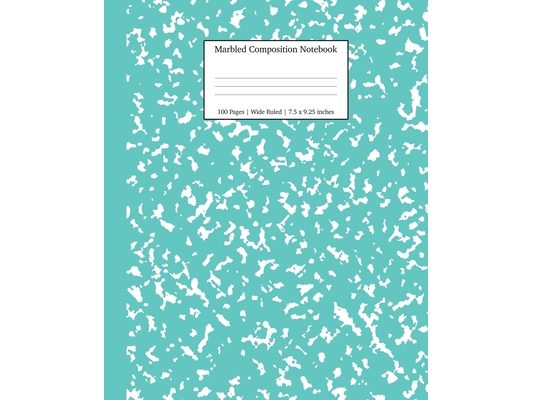 Marbled Composition Notebook: Turquoise Marble Wide Ruled Paper Subject Book