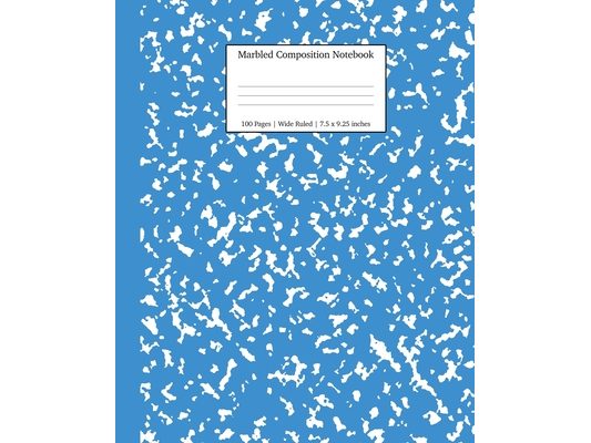 Marbled Composition Notebook: Blue Marble Wide Ruled Paper Subject Book