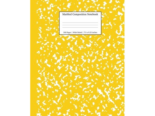 Marbled Composition Notebook: Yellow Marble Wide Ruled Paper Subject Book