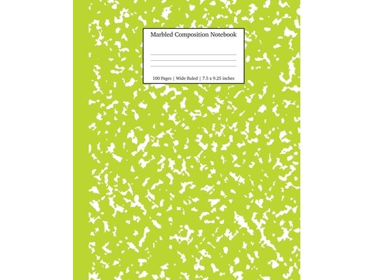 Marbled Composition Notebook: Green Marble Wide Ruled Paper Subject Book