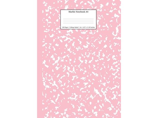 Marble Notebook A4: Pink Marble College Ruled Journal