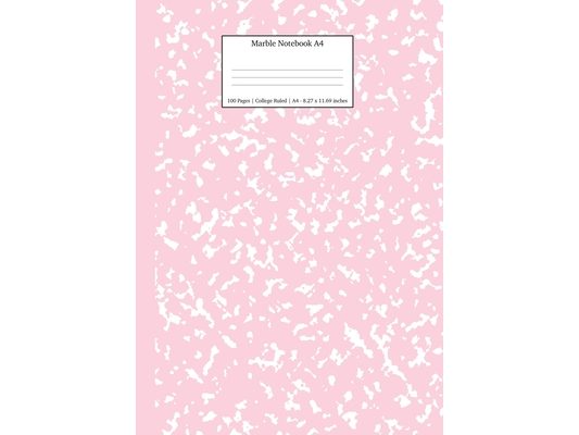 Marble Notebook A4: Pastel Pink College Ruled Journal