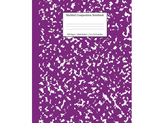 Marbled Composition Notebook: Purple Marble Wide Ruled Paper Subject Book