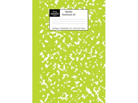 Marble Notebook A5: Green Marble Wide Ruled Journal