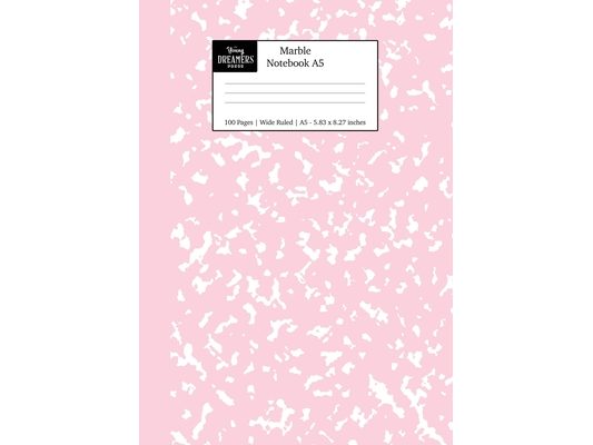 Marble Notebook A5: Pastel Pink Marble Wide Ruled Journal