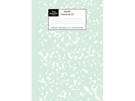 Marble Notebook A5: Mint Green Marble Wide Ruled Journal