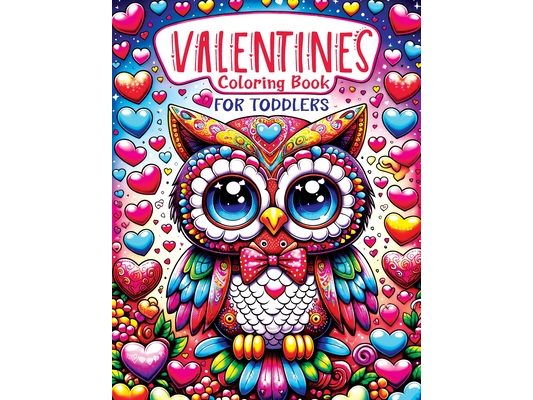 Valentines Coloring Book for Toddlers: Simple, Happy Little Kawaii Animals Featuring a Unicorn, Mermaid, Dinosaur, and a Sweet Heart for Kids