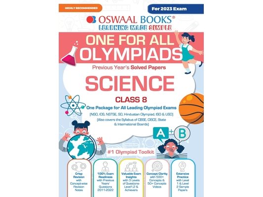 Oswaal One For All Olympiad Previous Years' Solved Papers, Class-8 Science Book (For 2023 Exam)