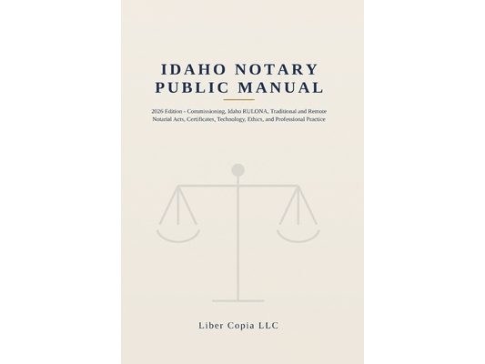 Idaho Notary Public Manual: 2026 Edition - Commissioning, Idaho RULONA, Traditional and Remote Notarial Acts, Certificates, Technology, Ethics, and Pr