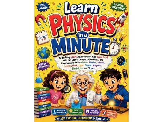 Learn Physics in a Minute: An Exciting STEM Adventure for Kids Ages 5-14 with Fun Stories, Simple Experiments, and Easy Lessons About Forces, Motion,