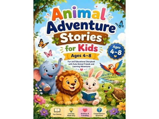 Animal Adventure Stories for Kids Ages 4-8: Fun and Educational Storybook with Cute Animal Friends, Life Lessons, and Reading Comprehension Questions