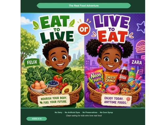 Eat to Live or Live to Eat: The Real Food Adventure: A guide for kids who want to fuel up, feel amazing and actually enjoy every bite