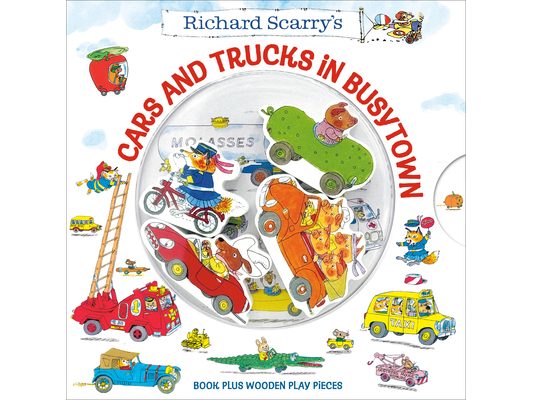 Richard Scarry's Cars and Trucks in Busytown: Book Plus Wooden Play Pieces
