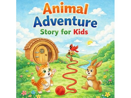"Animal Adventure Story for Kids": The Little Cat and the Red Yarn Trail